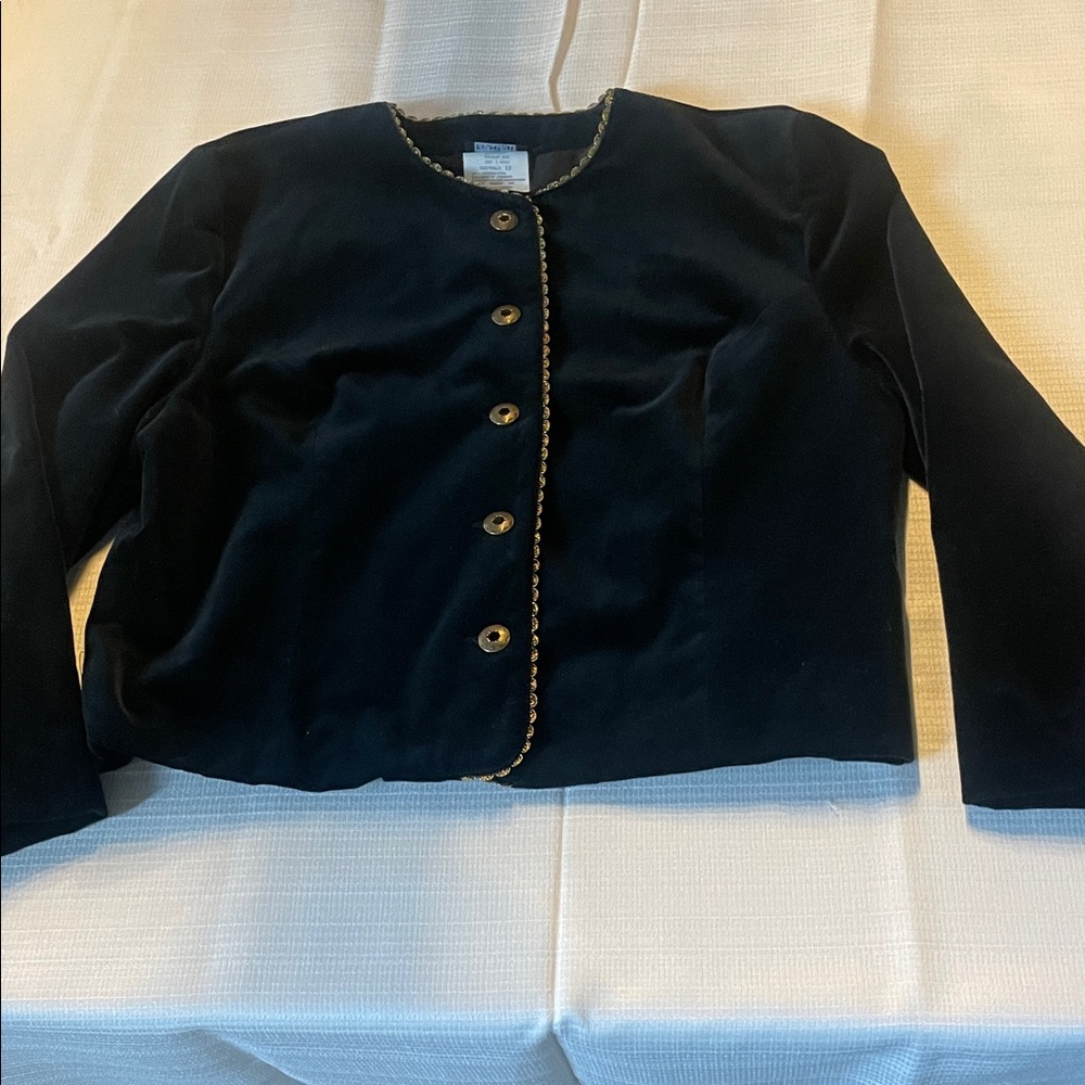 TanJay Black Velvet Women's Blazer with Gold Trim